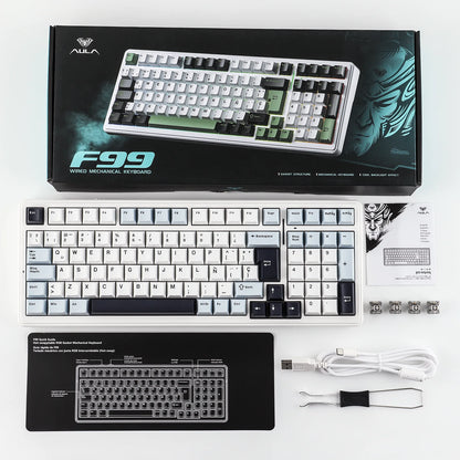 AULA F99 ISO-ES 96% QWERTY Layout Hot-Swap Spanish Gaming Keyboard with Cable RGB Backlighting Pre-Lubricated Linear Switch