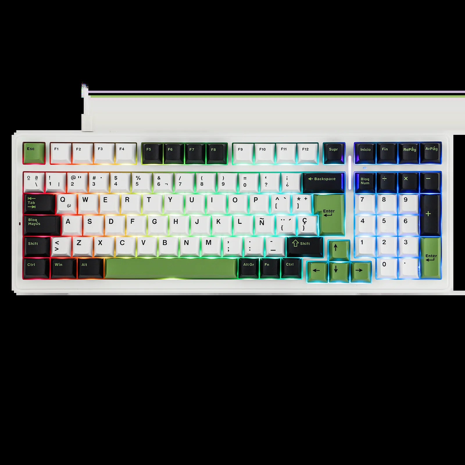 AULA F99 ISO-ES 96% QWERTY Layout Hot-Swap Spanish Gaming Keyboard with Cable RGB Backlighting Pre-Lubricated Linear Switch